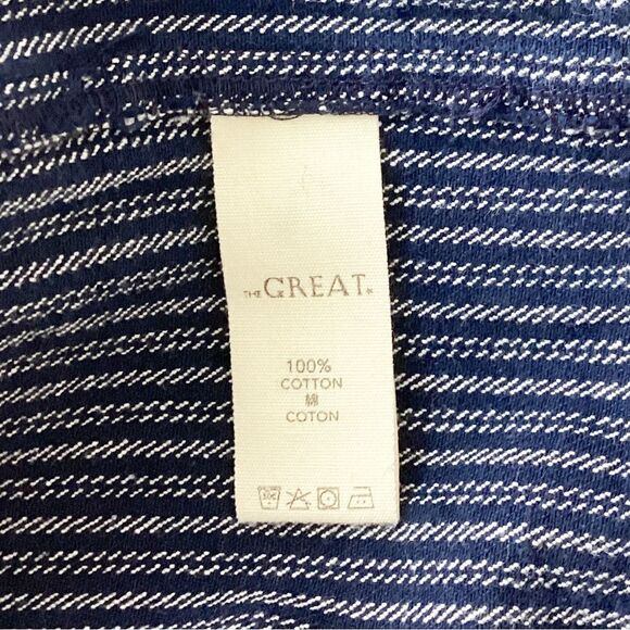 THE GREAT. Size 3 (US L) Pilot Swing Striped Cropped Boxy Cargo Jacket Stripe - Picture 12 of 14
